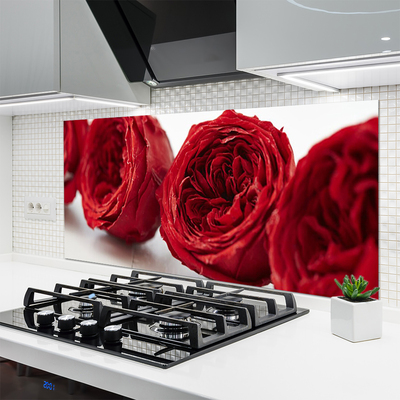 Kitchen Splashback Roses floral red