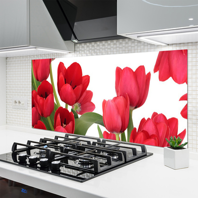 Kitchen Splashback Tulips floral red