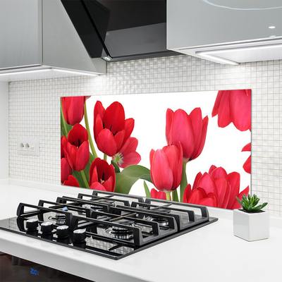 Kitchen Splashback Tulips floral red