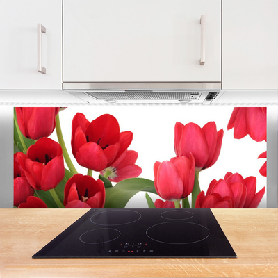 Kitchen Splashback Tulips floral red