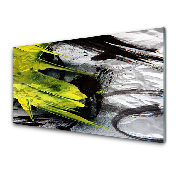 Kitchen Splashback Abstract art green black grey