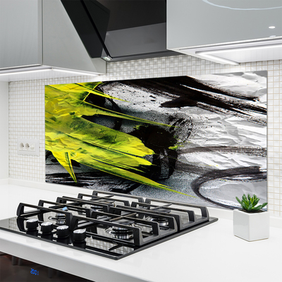 Kitchen Splashback Abstract art green black grey