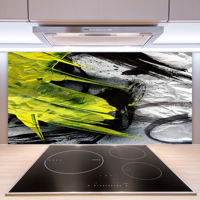 Kitchen Splashback Abstract art green black grey