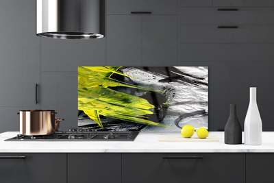 Kitchen Splashback Abstract art green black grey