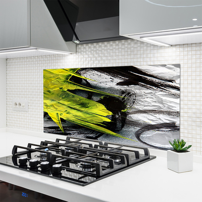 Kitchen Splashback Abstract art green black grey