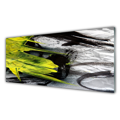 Kitchen Splashback Abstract art green black grey