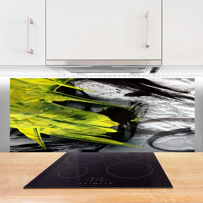 Kitchen Splashback Abstract art green black grey