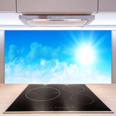 Kitchen Splashback Sun heaven landscape white blue