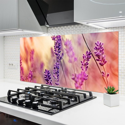 Kitchen Splashback Flowers floral purple pink