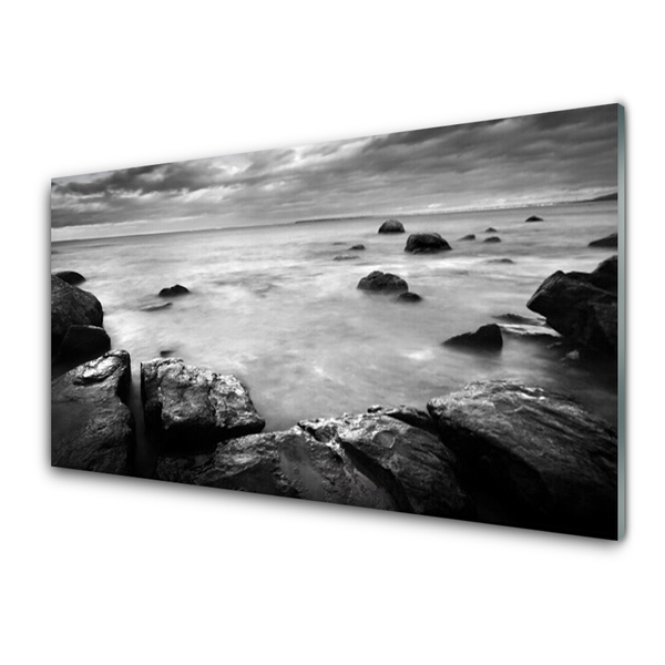 Kitchen Splashback Rock sea landscape grey