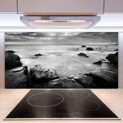 Kitchen Splashback Rock sea landscape grey