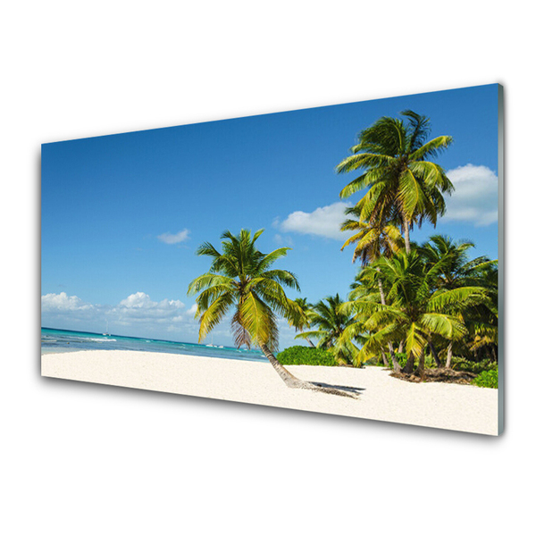 Kitchen Splashback Beach palm trees landscape brown green