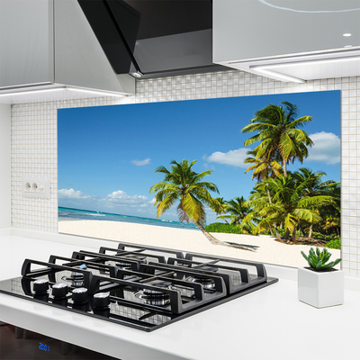 Kitchen Splashback Beach palm trees landscape brown green