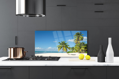 Kitchen Splashback Beach palm trees landscape brown green