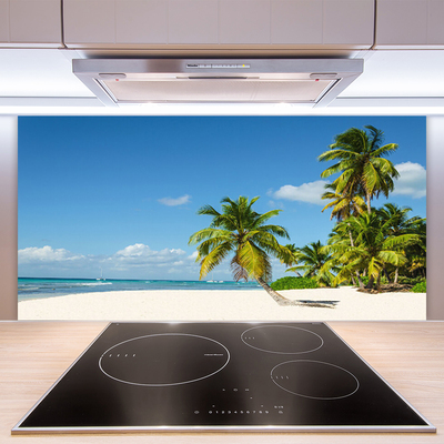 Kitchen Splashback Beach palm trees landscape brown green