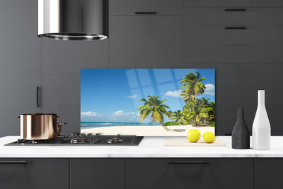 Kitchen Splashback Beach palm trees landscape brown green