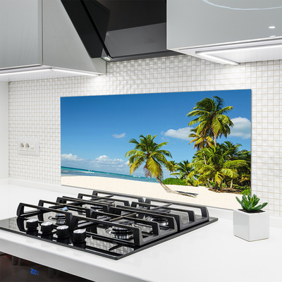 Kitchen Splashback Beach palm trees landscape brown green