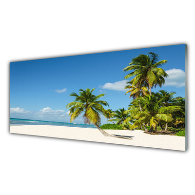 Kitchen Splashback Beach palm trees landscape brown green