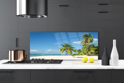 Kitchen Splashback Beach palm trees landscape brown green