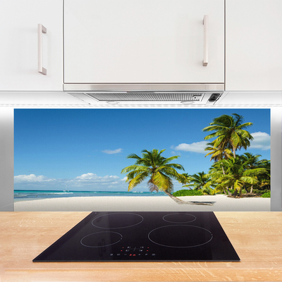 Kitchen Splashback Beach palm trees landscape brown green