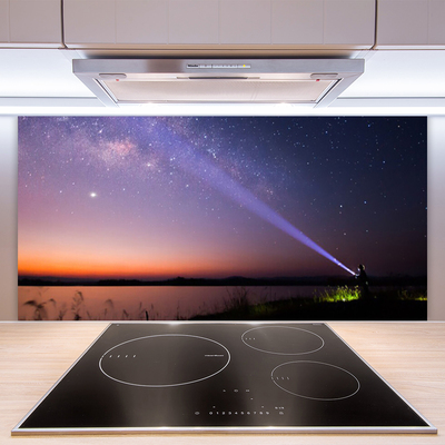 Kitchen Splashback Sky sea landscape purple yellow black