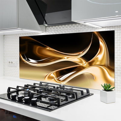 Kitchen Splashback Abstract art black gold