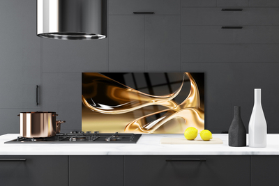 Kitchen Splashback Abstract art black gold