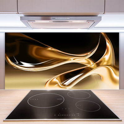 Kitchen Splashback Abstract art black gold