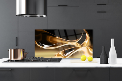 Kitchen Splashback Abstract art black gold