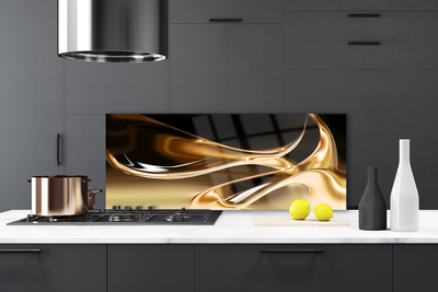 Kitchen Splashback Abstract art black gold