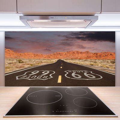 Kitchen Splashback Road landscape black white