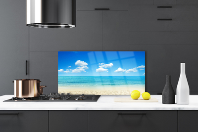 Kitchen Splashback Beach sea landscape white blue