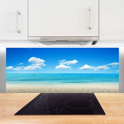 Kitchen Splashback Beach sea landscape white blue