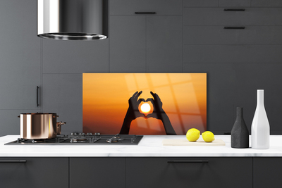 Kitchen Splashback Sun hands landscape yellow black