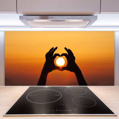 Kitchen Splashback Sun hands landscape yellow black