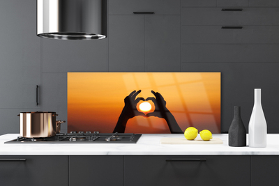 Kitchen Splashback Sun hands landscape yellow black