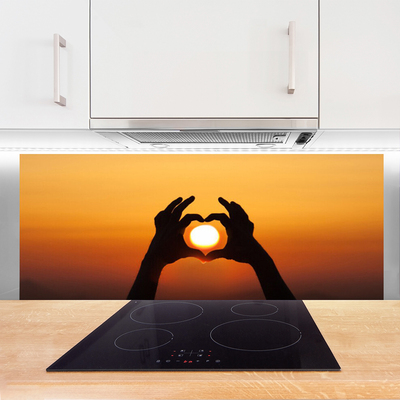 Kitchen Splashback Sun hands landscape yellow black