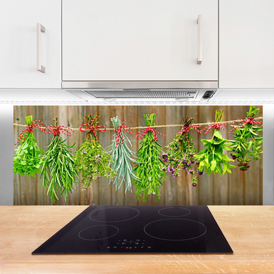 Kitchen Splashback Flowers floral green red