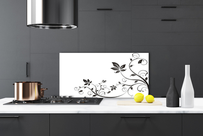 Kitchen Splashback Abstract art black white