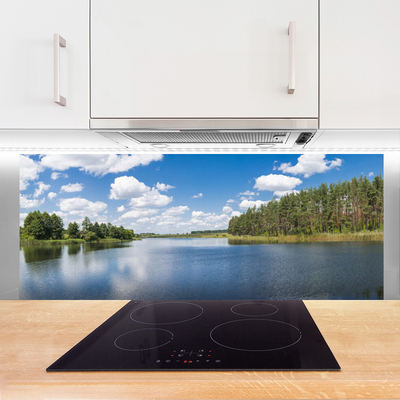 Kitchen Splashback Forest lake landscape green blue