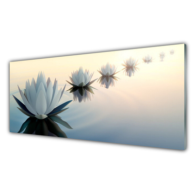 Kitchen Splashback Flowers floral white blue