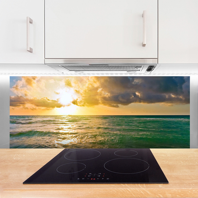 Kitchen Splashback Sun sea landscape yellow green