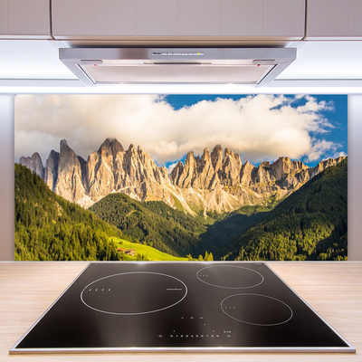 Kitchen Splashback Mountains landscape brown green