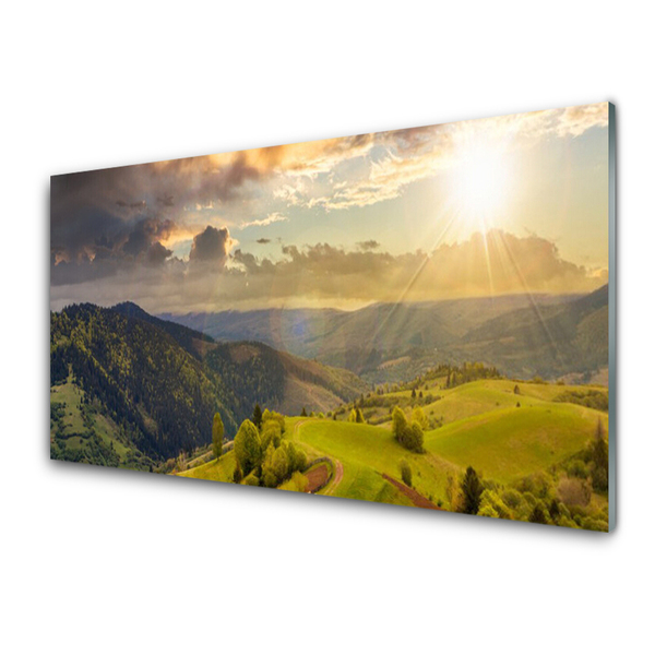 Kitchen Splashback Mountains landscape black green