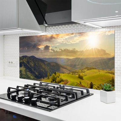 Kitchen Splashback Mountains landscape black green