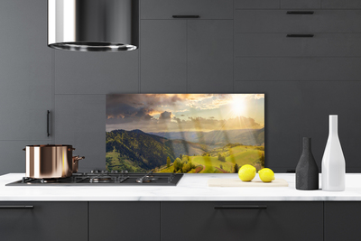 Kitchen Splashback Mountains landscape black green