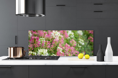 Kitchen Splashback Flowers floral pink white green