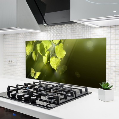 Kitchen Splashback Butterfly leaves nature green