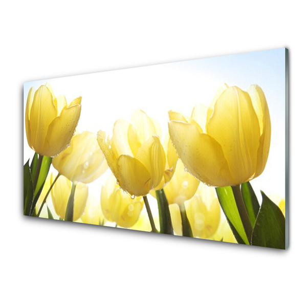 Kitchen Splashback Tulips floral yellow