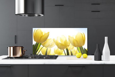 Kitchen Splashback Tulips floral yellow